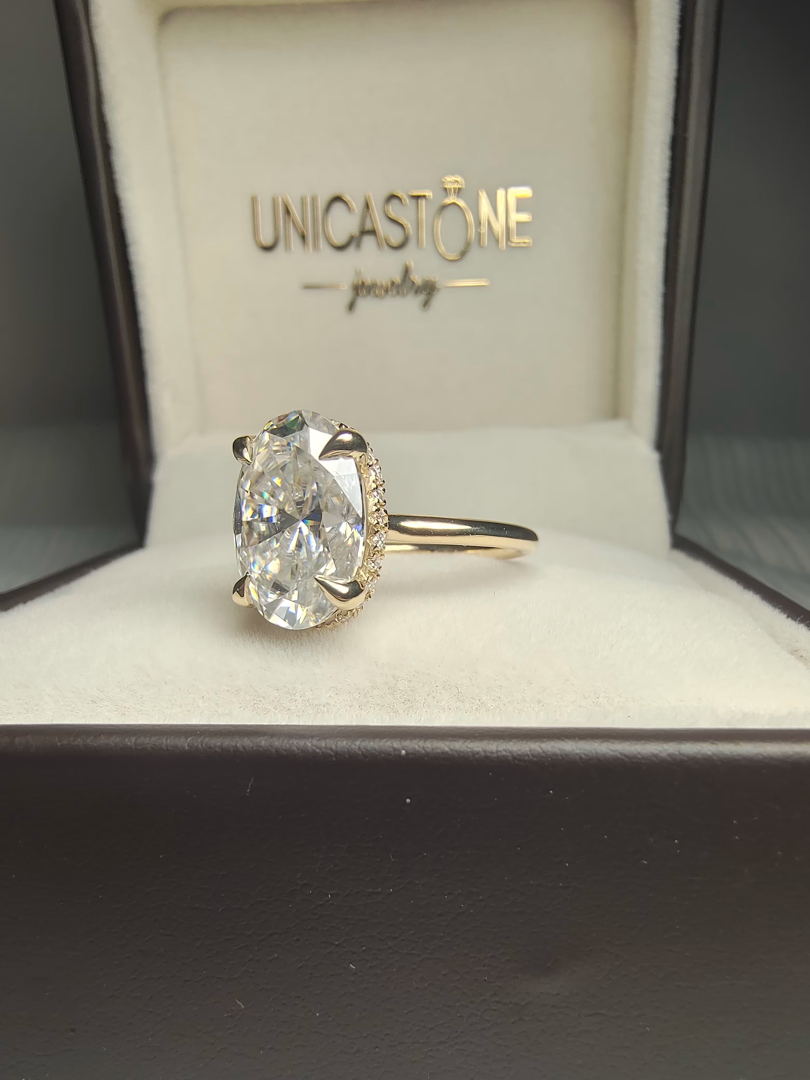 Large Oval Moissanite Engagement Ring by UnicaStone