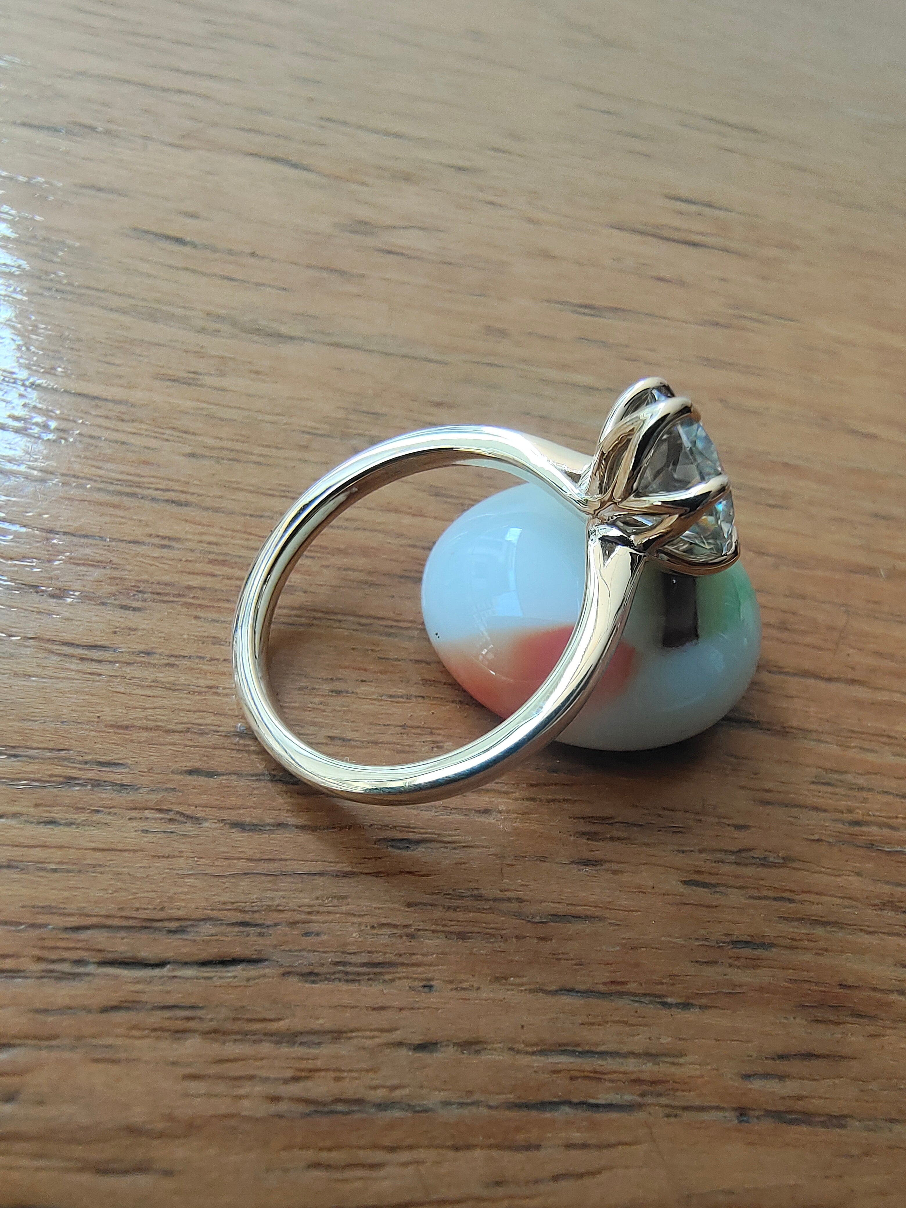 Tulip Setting 2 carat Round Cut Moissanite Engagement Ring