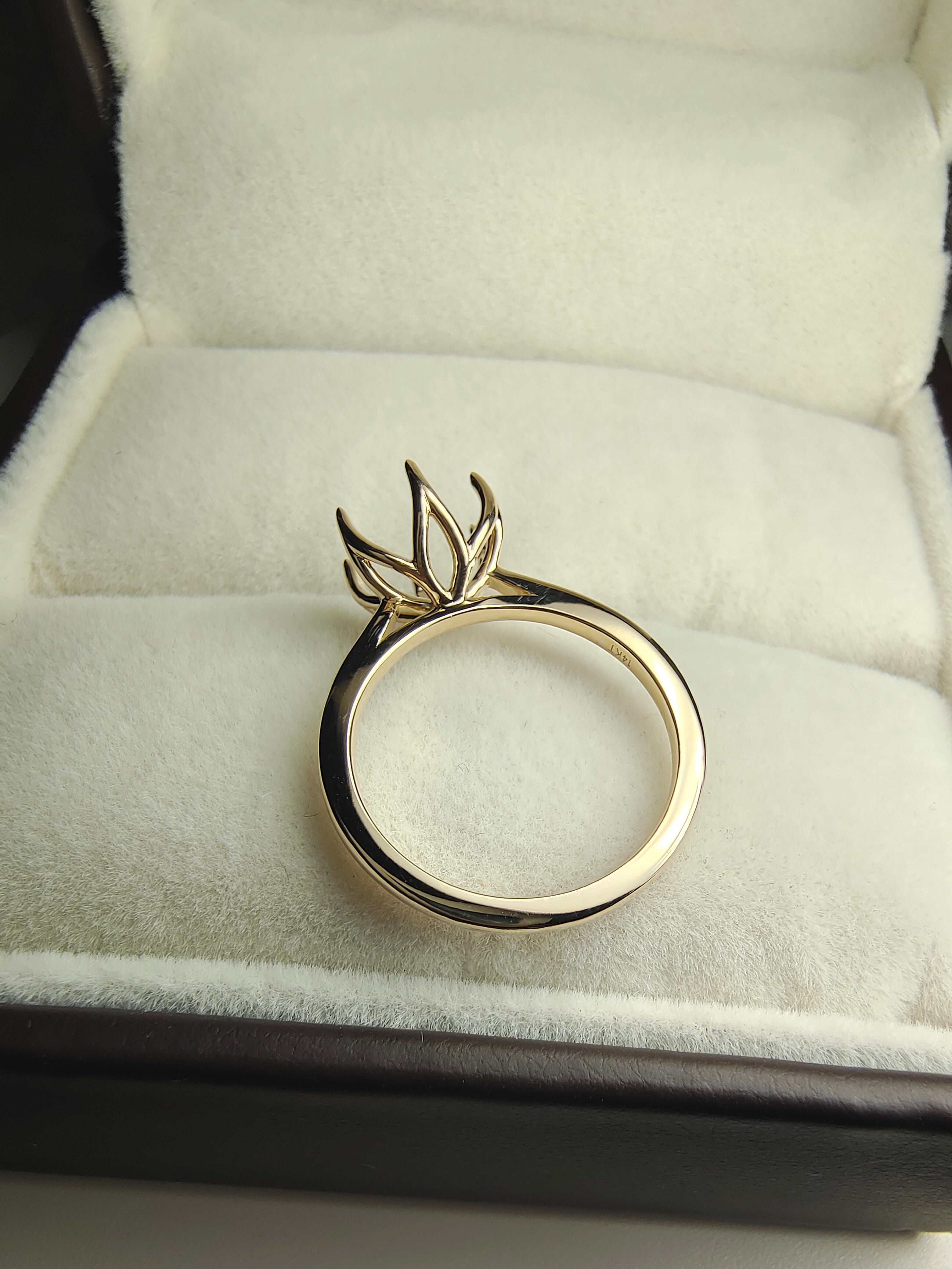 Tulip Semi Mount Ring Setting in Yellow Gold by UnicaStone