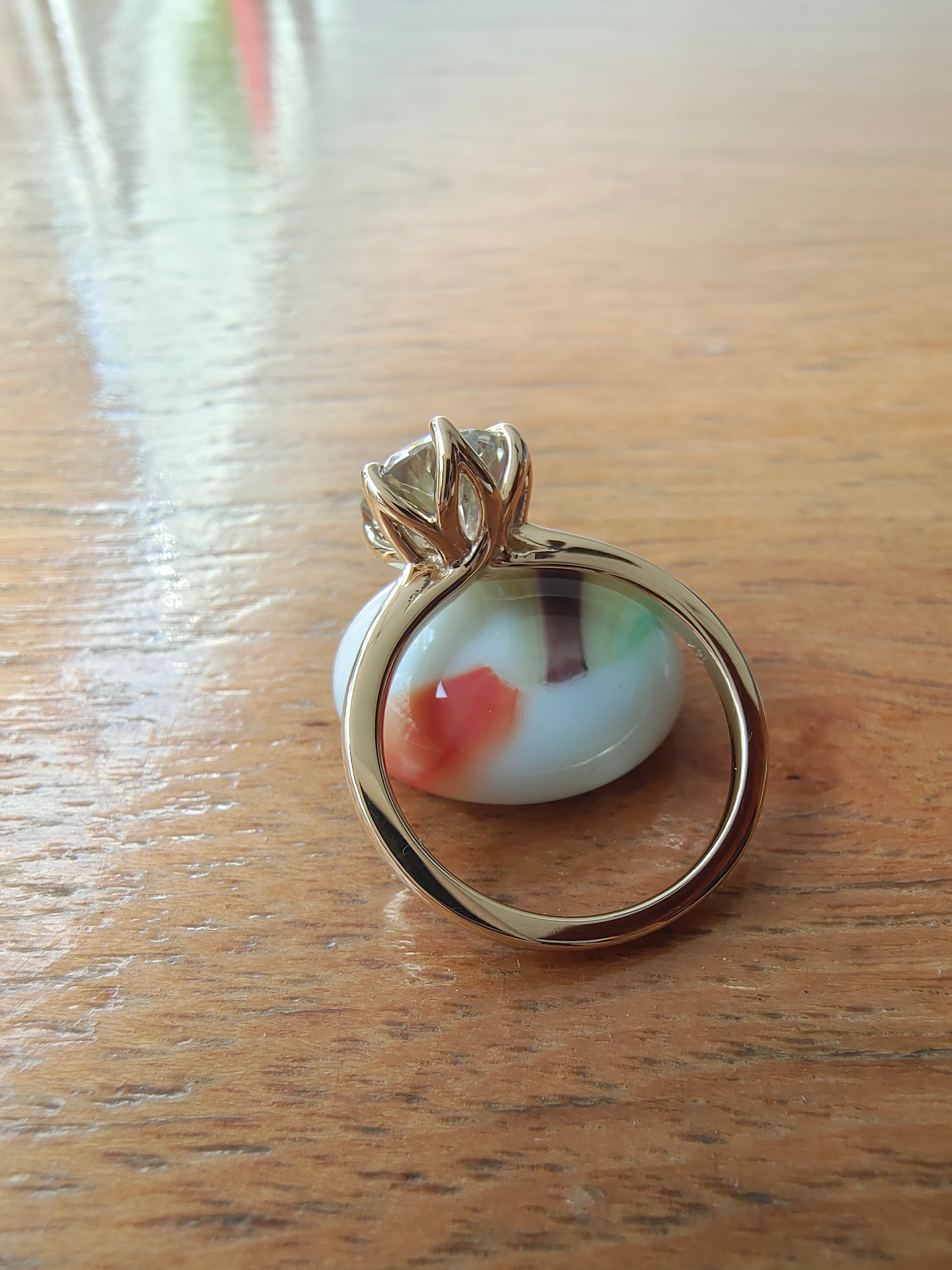 Tulip Setting 2 carat Round Cut Moissanite Engagement Ring