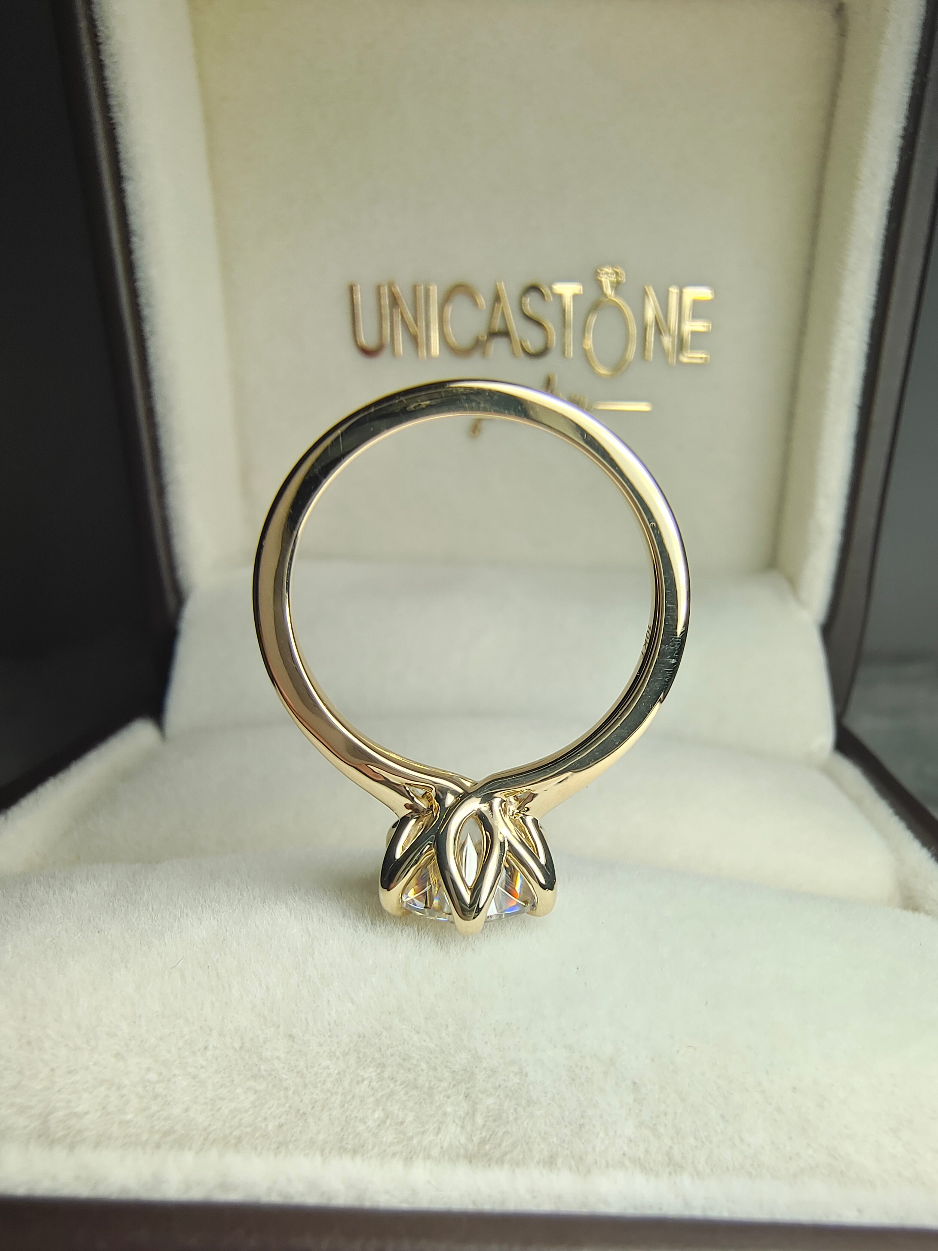 Cathedral Tulip Setting Engagement Ring by UnicaStone