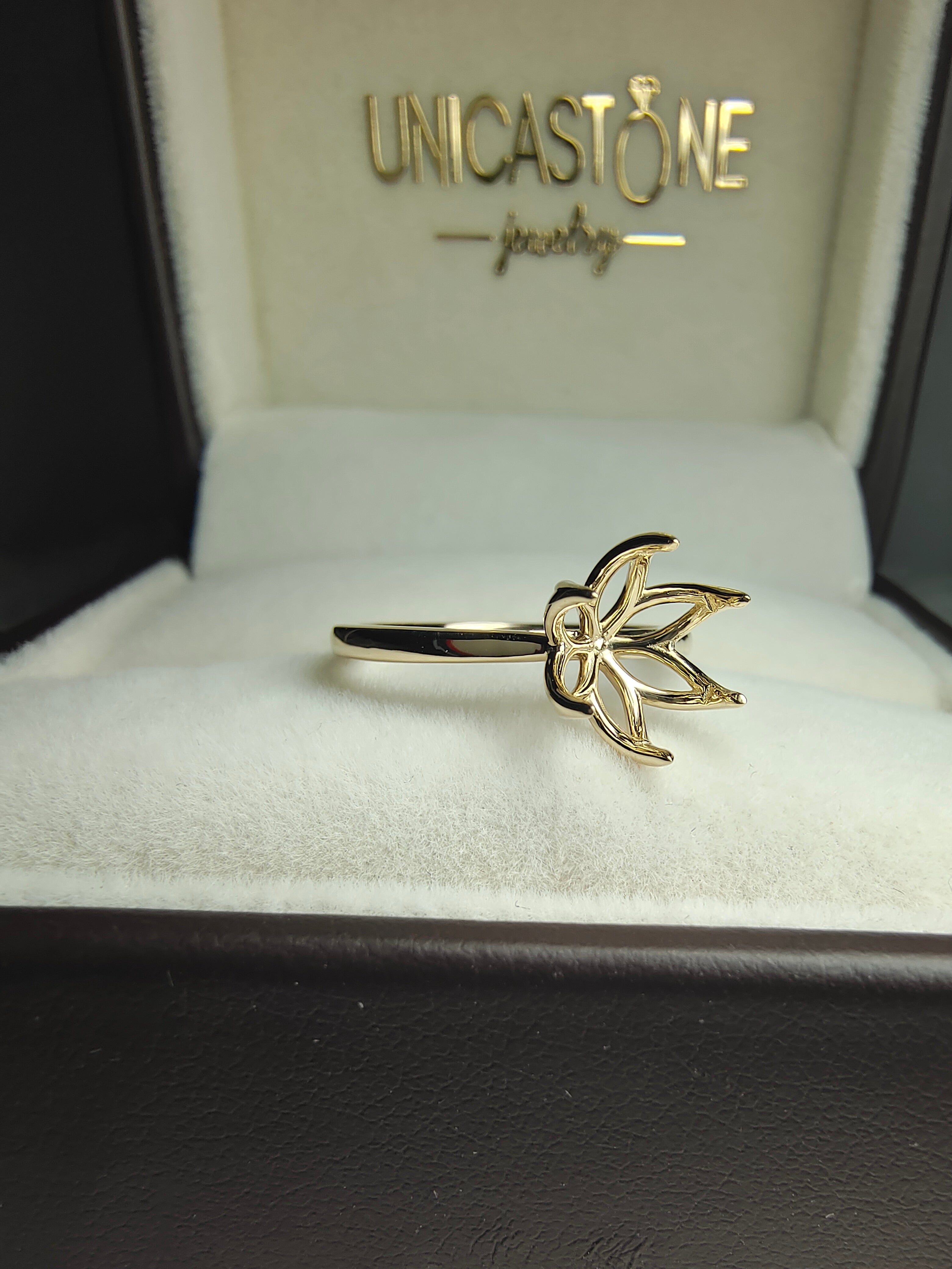 Lotus Flower Semi Mount Ring by UnicaStone