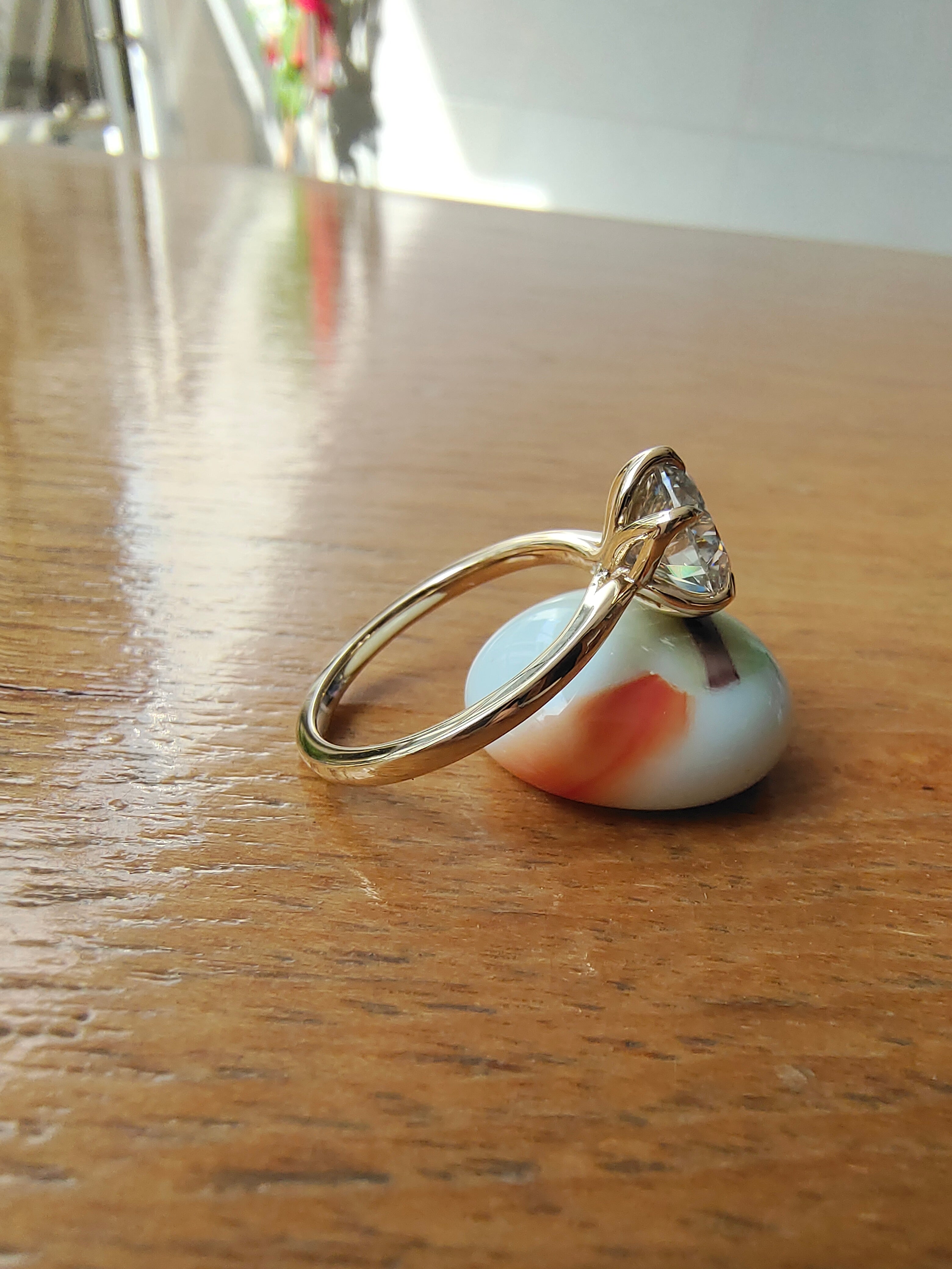 Tulip Setting 2 carat Round Cut Moissanite Engagement Ring