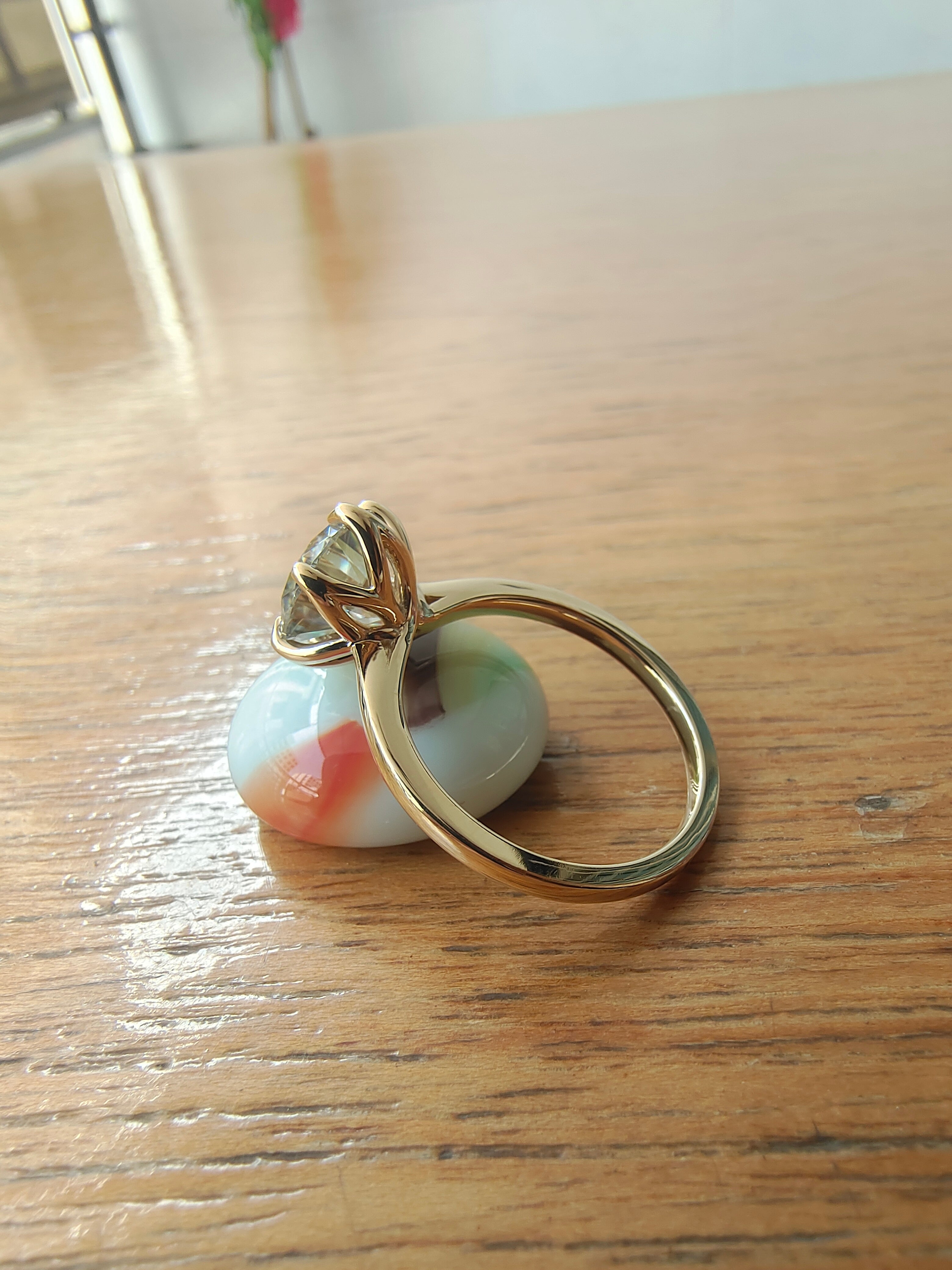 Tulip Setting 2 carat Round Cut Moissanite Engagement Ring