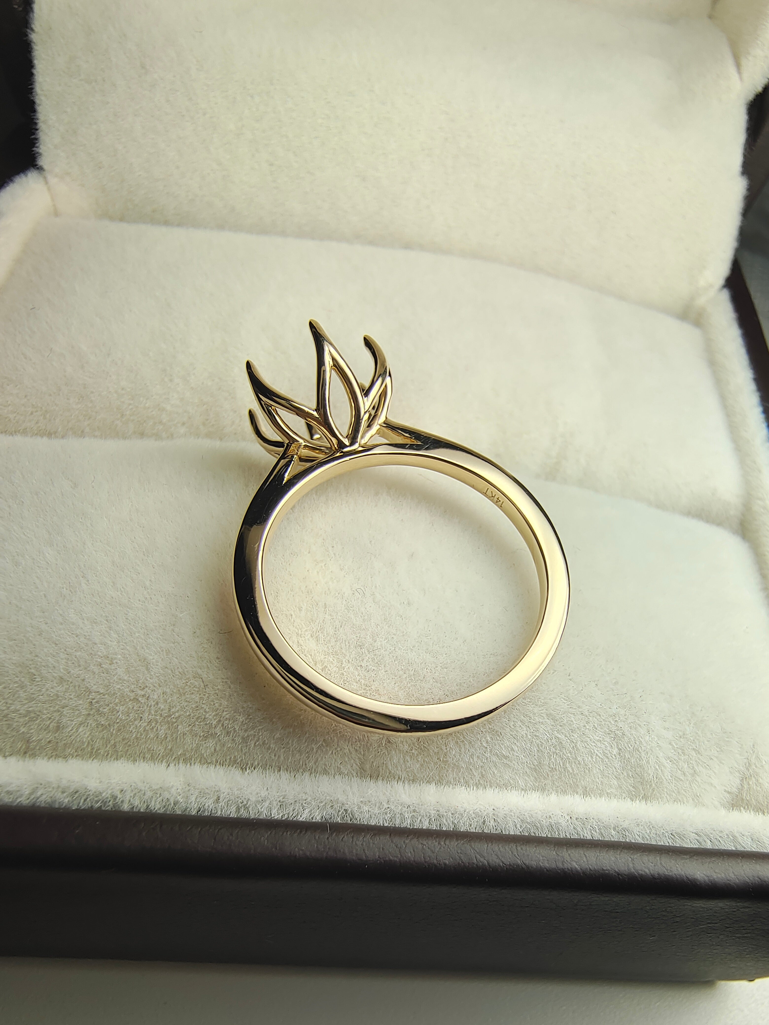 Custom Order for Ellie, Tulip Setting Engagement Ring Mount Ring in 18k White Gold with Mini Tapper on this setting