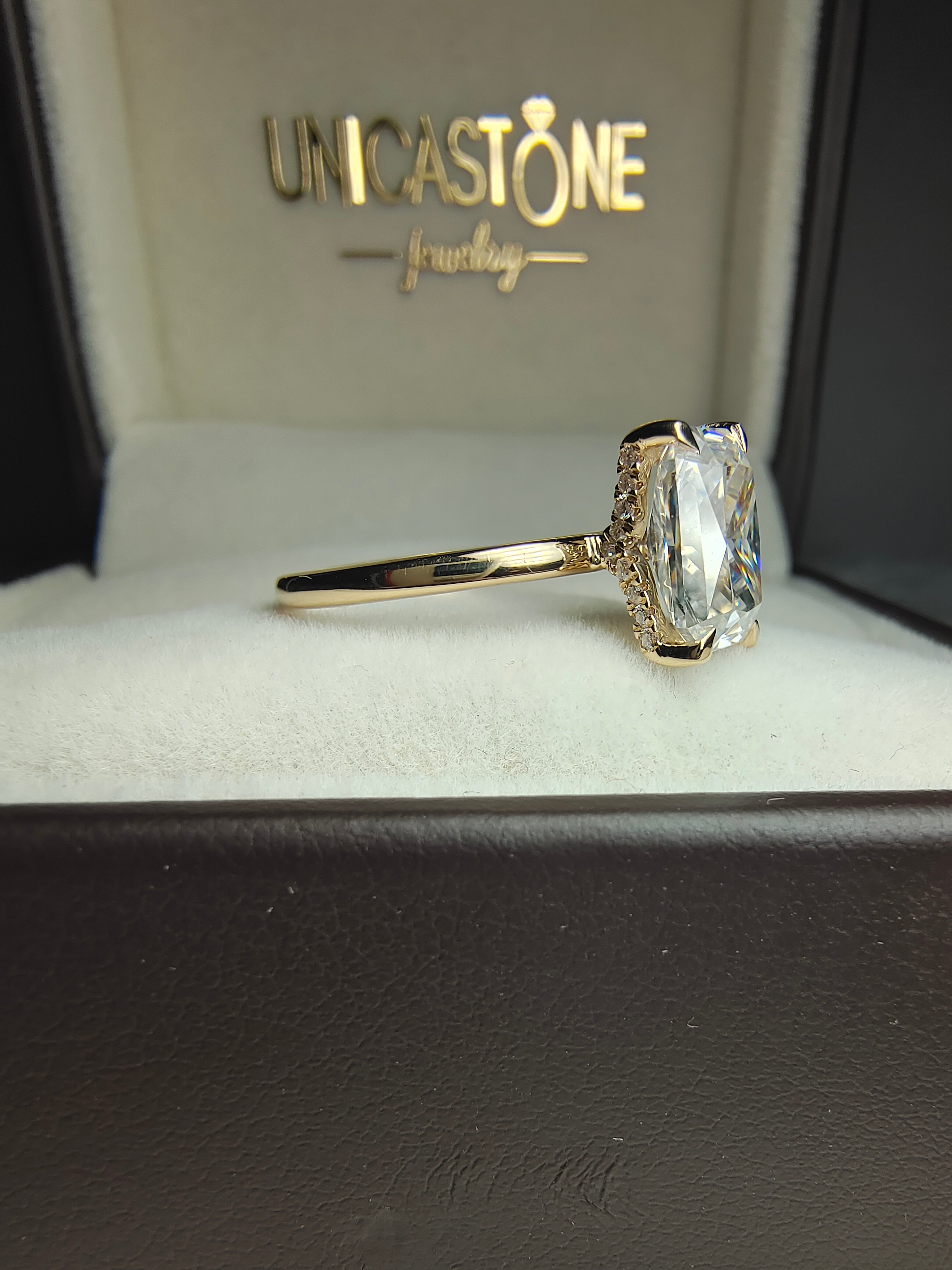 Hidden Halo Engagement Ring by UnicaStone