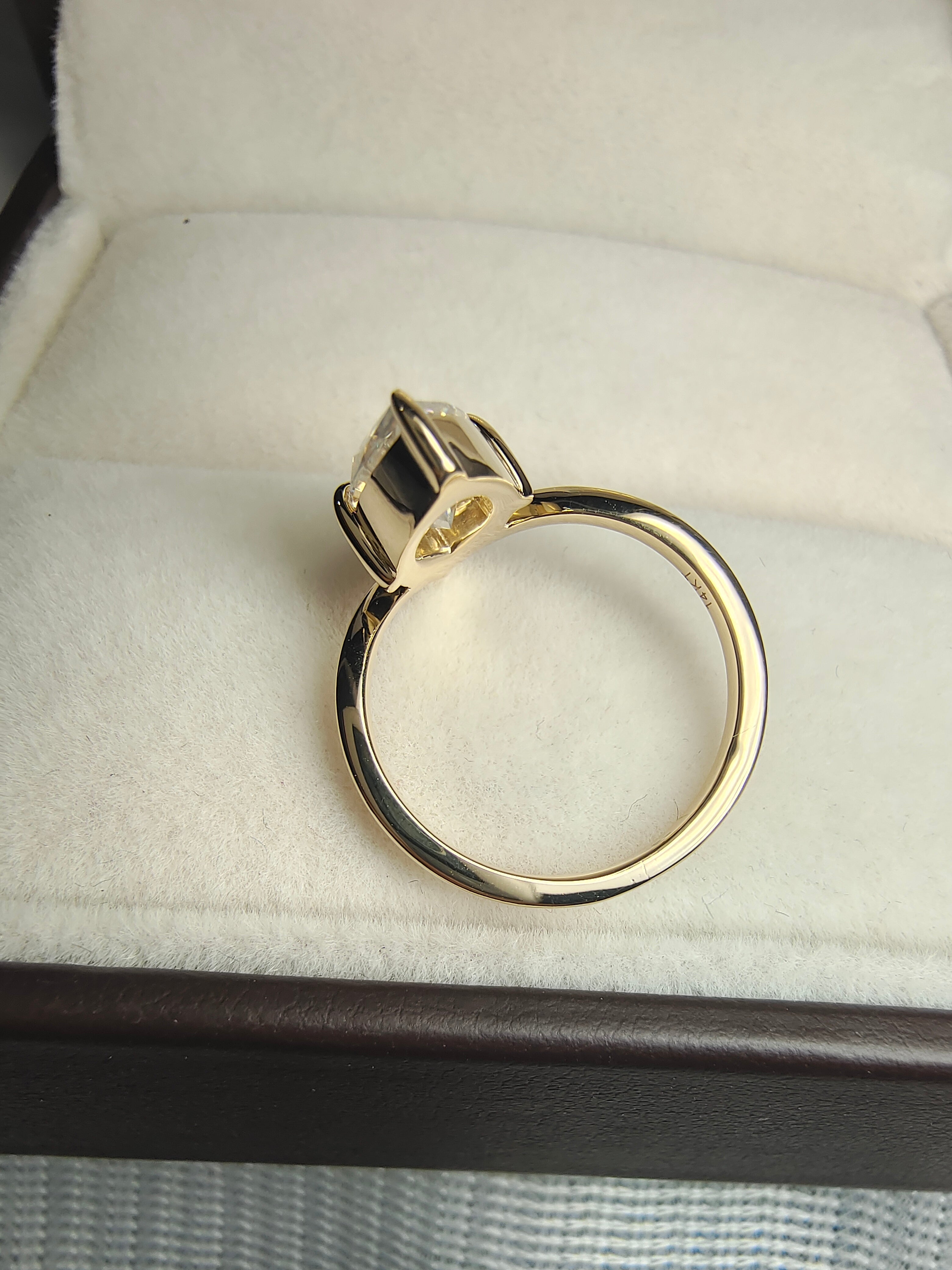 Solid Gold Low Profile Engagement Ring by UnicaStone