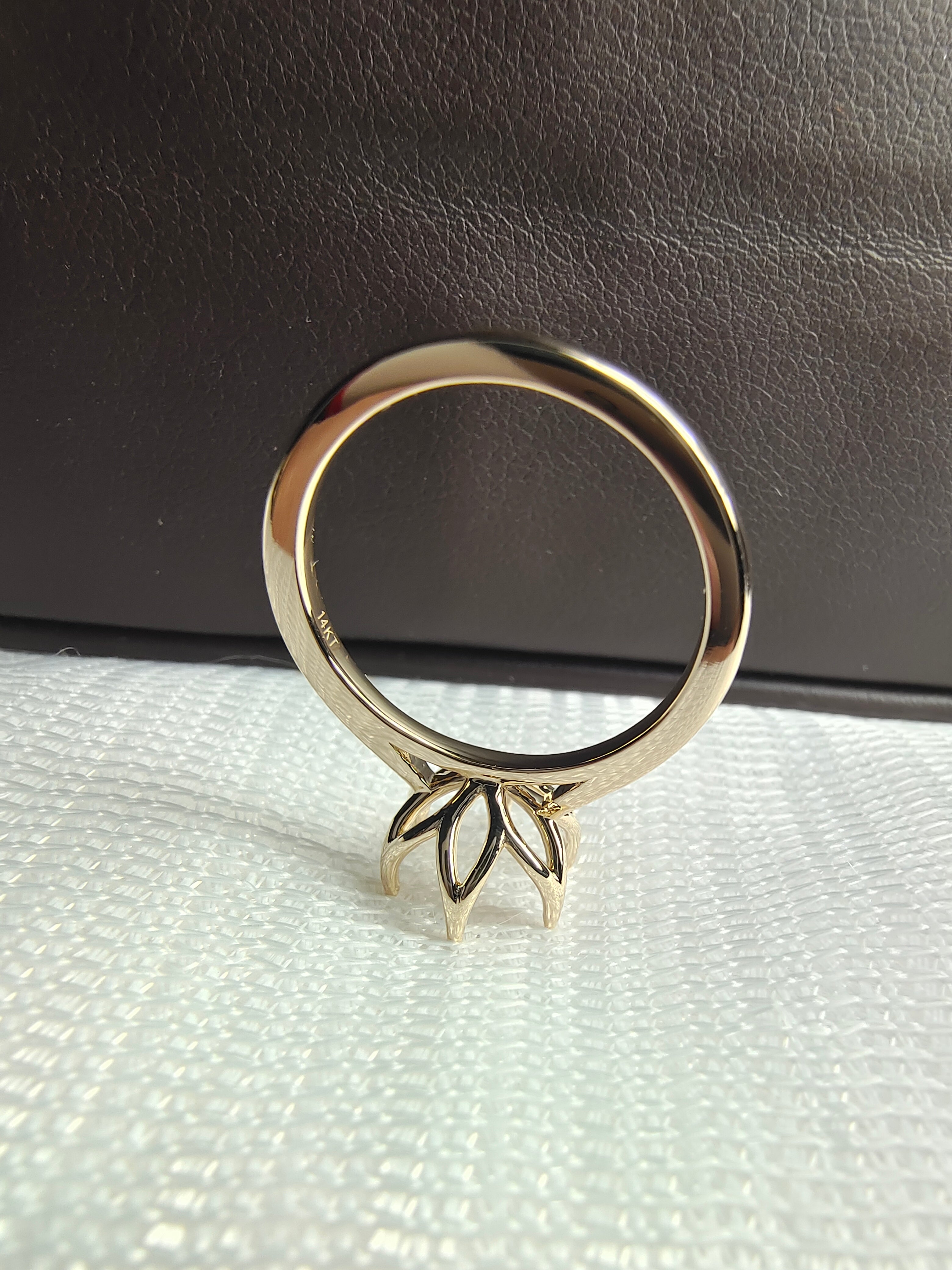 Tulip Solitaire Semi Mount Ring in Yellow Gold by UnicaStone