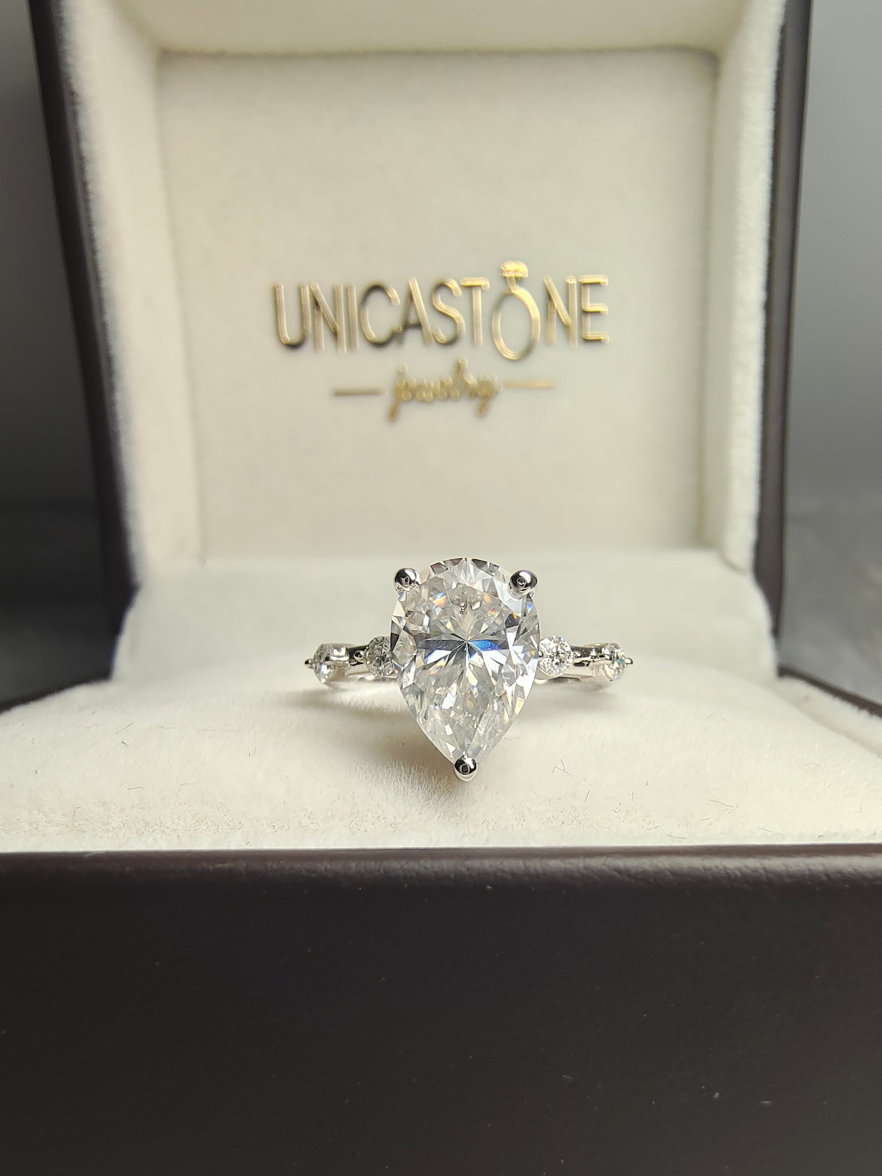 Pear Cut Moissanite Engagement Ring
