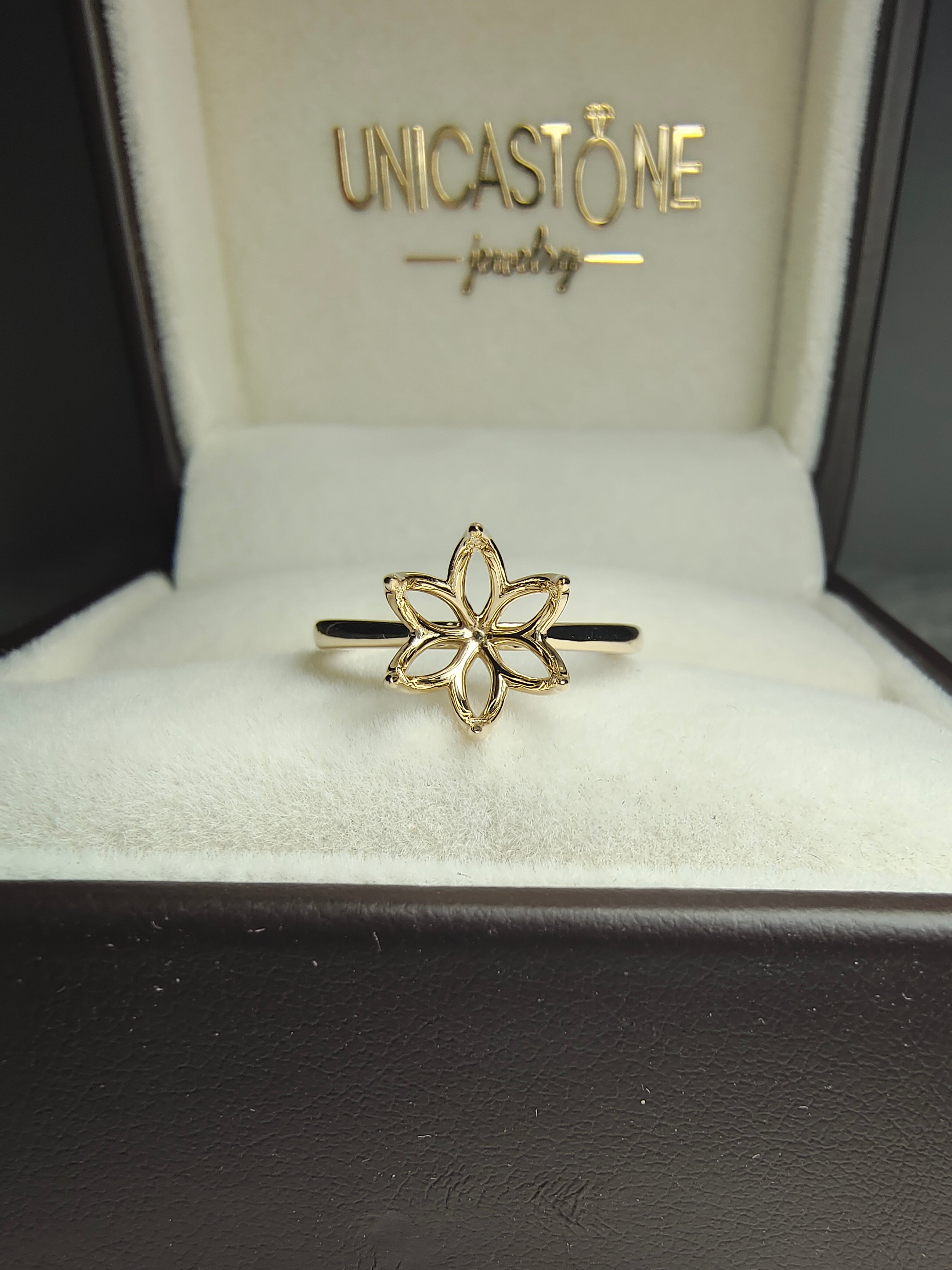 Round Semi Mount Solitaire Ring Setting by UnicaStone