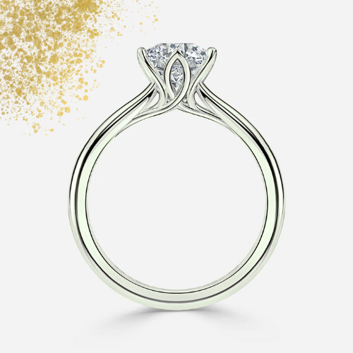 Vintage Tulip Set Engagement Ring