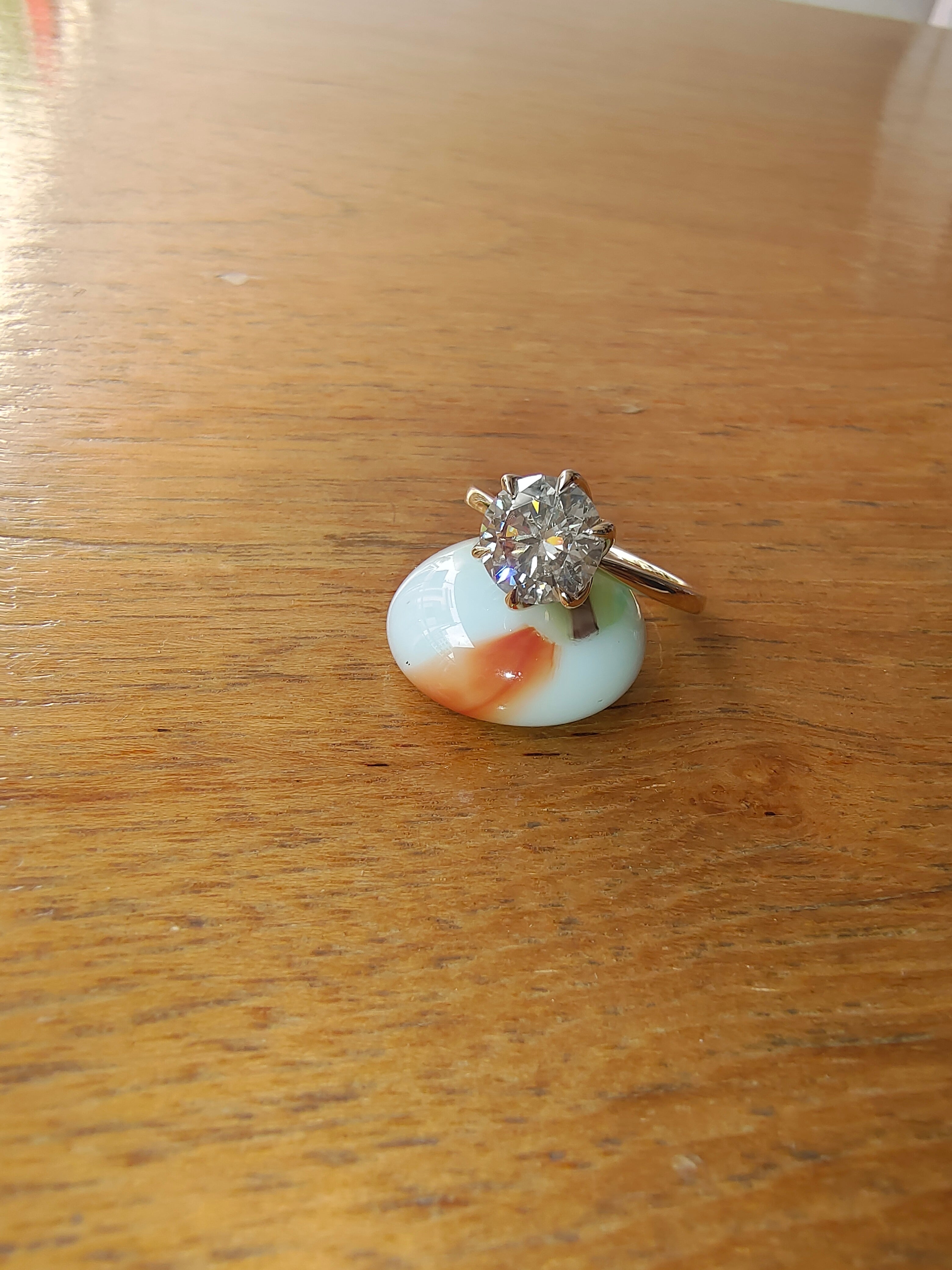 Tulip Setting 2 carat Round Cut Moissanite Engagement Ring