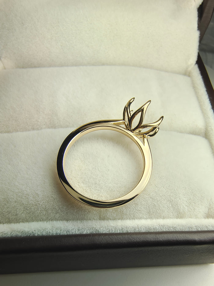 Custom Order for Ellie, Tulip Setting Engagement Ring Mount Ring in 18k White Gold with Mini Tapper on this setting