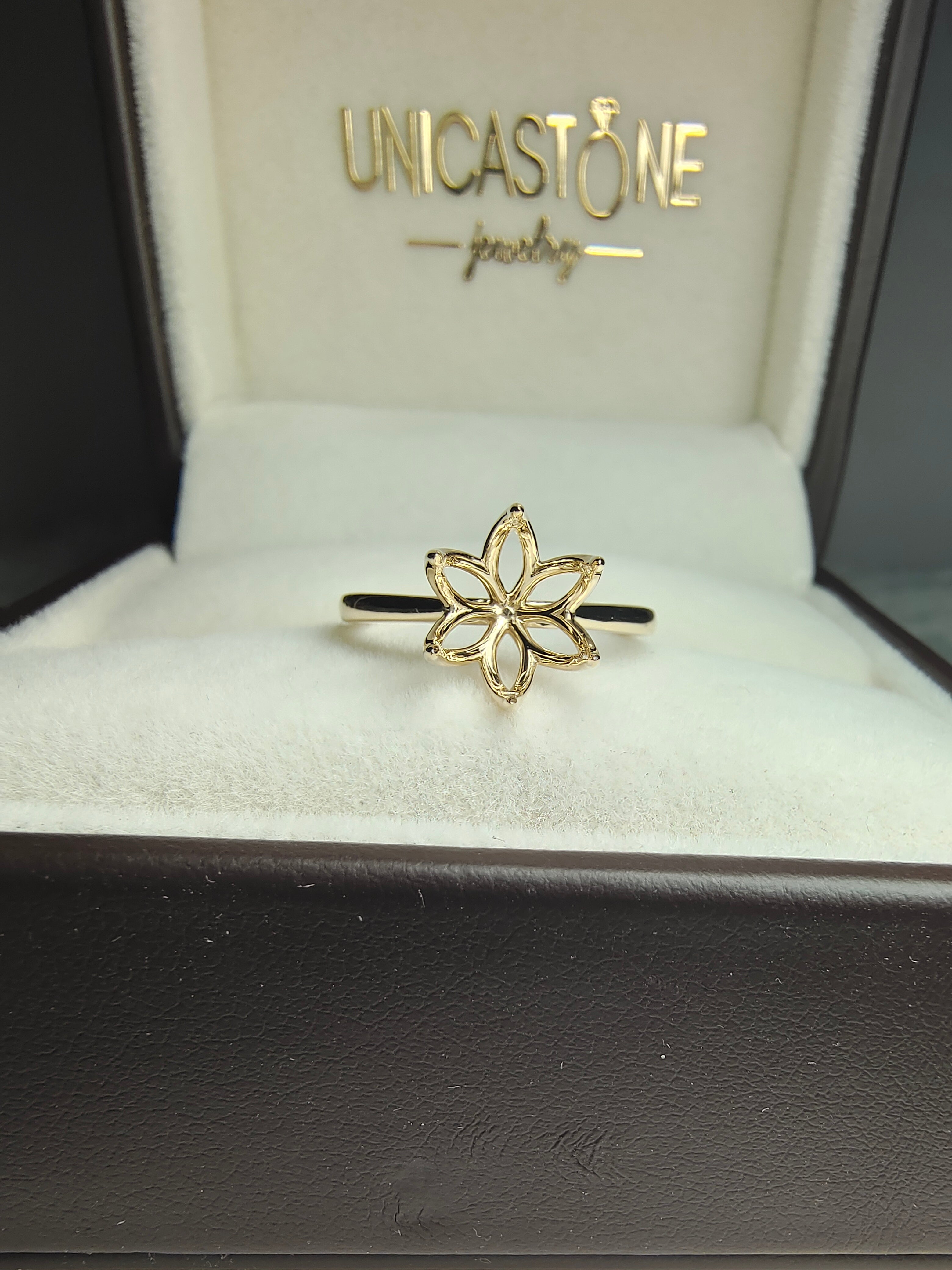 Custom Order for Ellie, Tulip Setting Engagement Ring Mount Ring in 18k White Gold with Mini Tapper on this setting