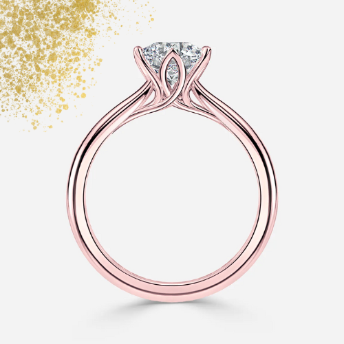 Tulip Setting 2 carat Round Cut Moissanite Engagement Ring