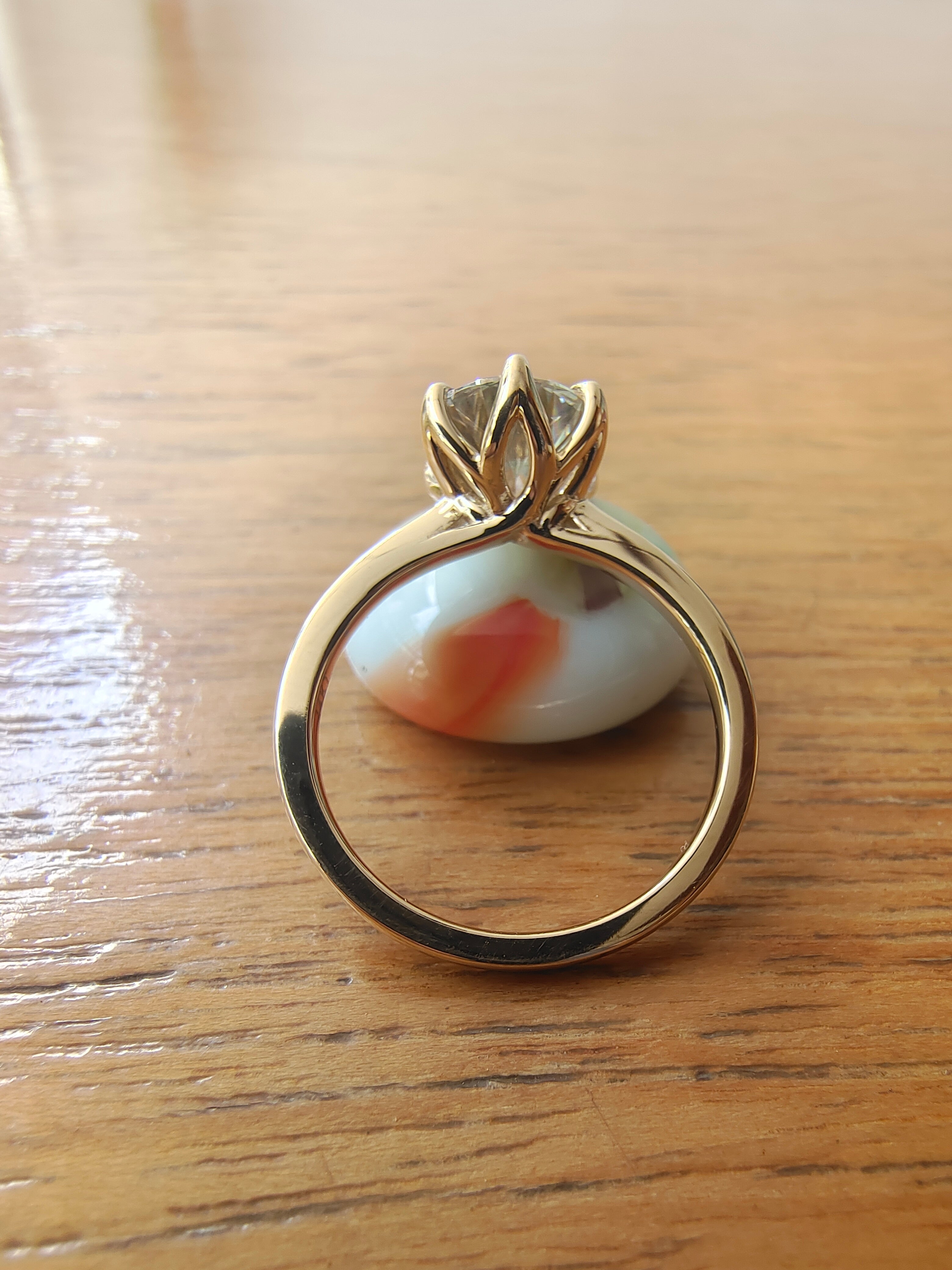 Tulip Setting 2 carat Round Cut Moissanite Engagement Ring