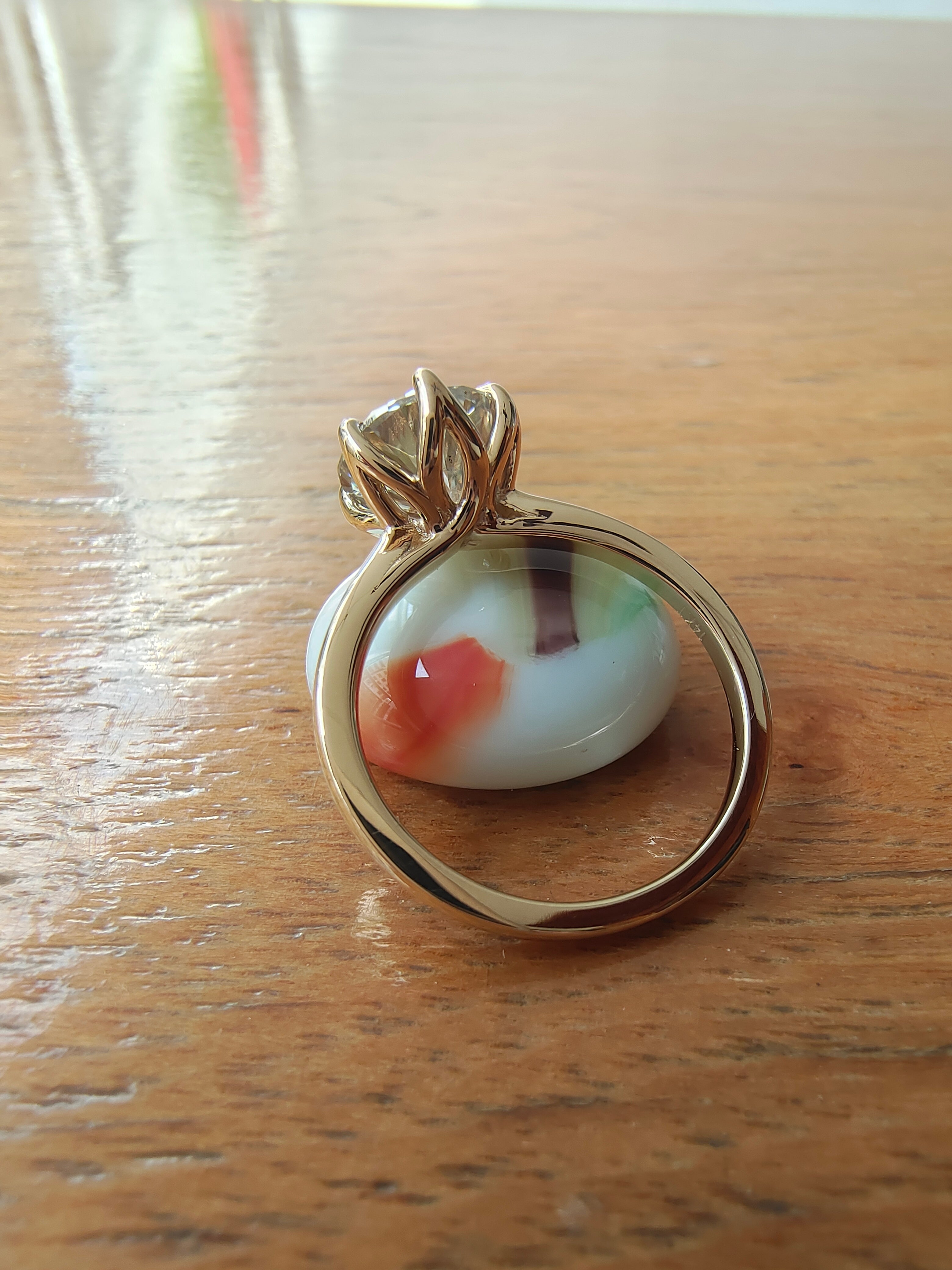 Tulip Setting 2 carat Round Cut Moissanite Engagement Ring