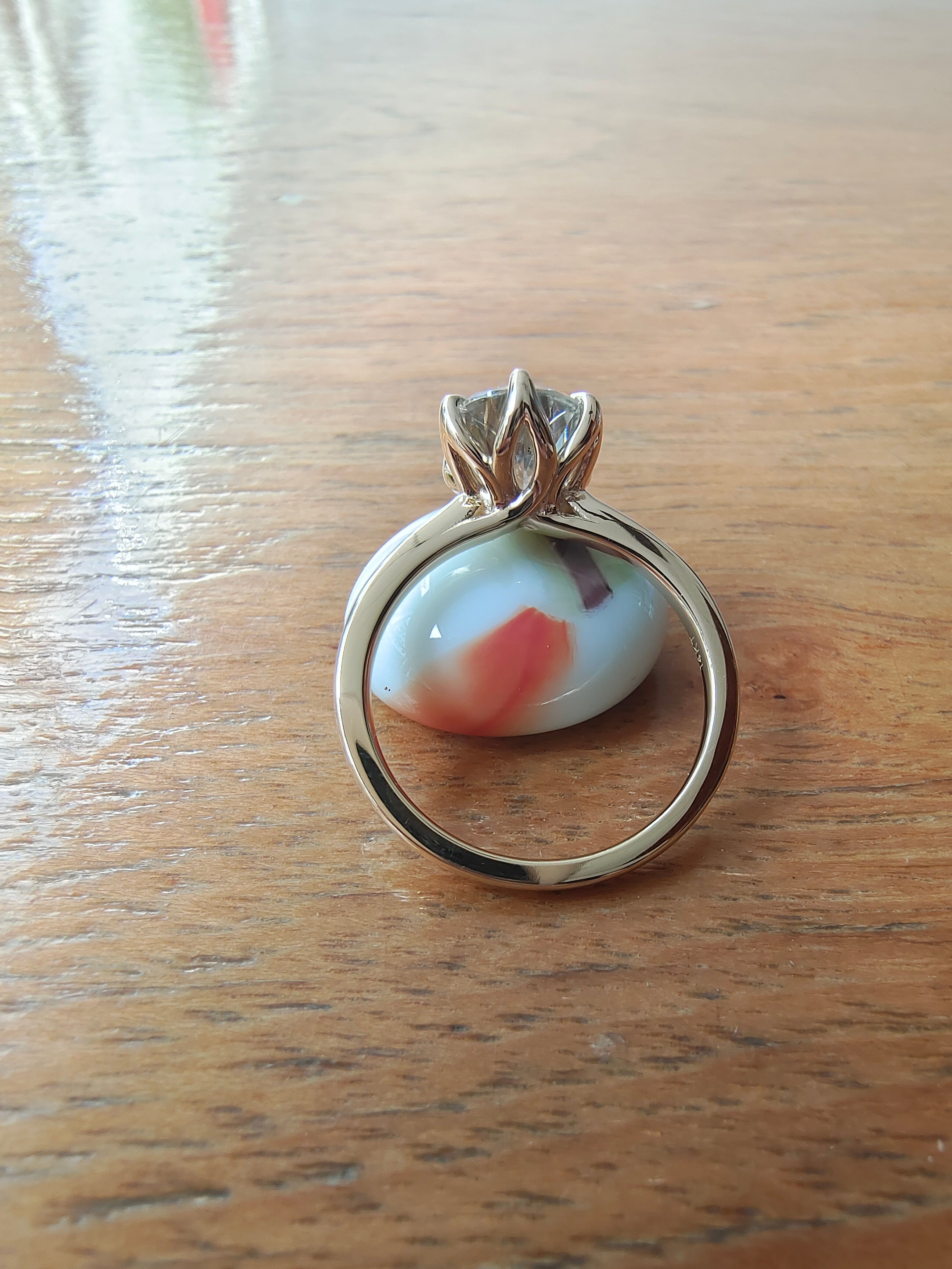 Tulip Setting 2 carat Round Cut Moissanite Engagement Ring