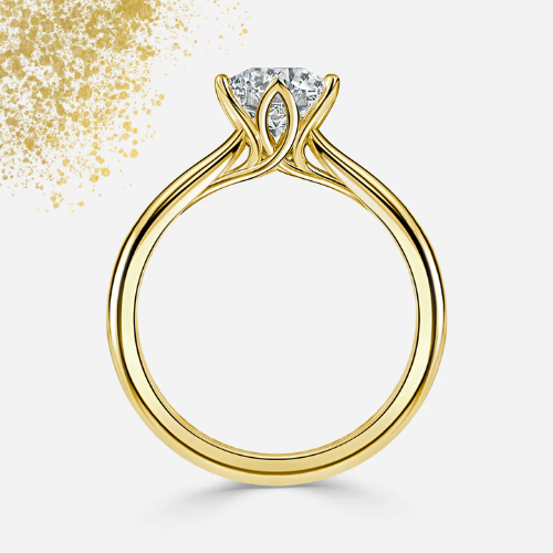 Vintage Tulip Set Engagement Ring