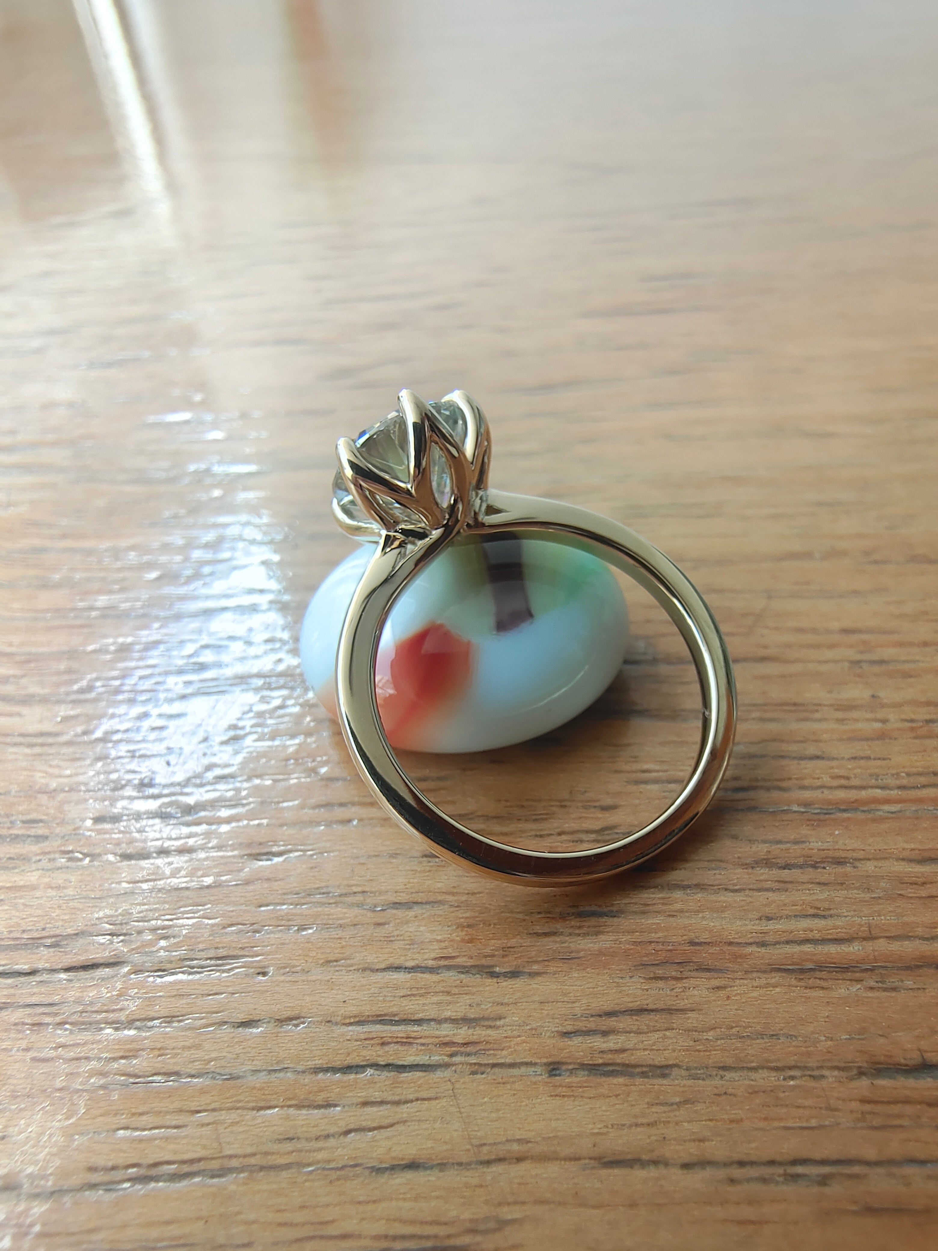 Tulip Setting 2 carat Round Cut Moissanite Engagement Ring