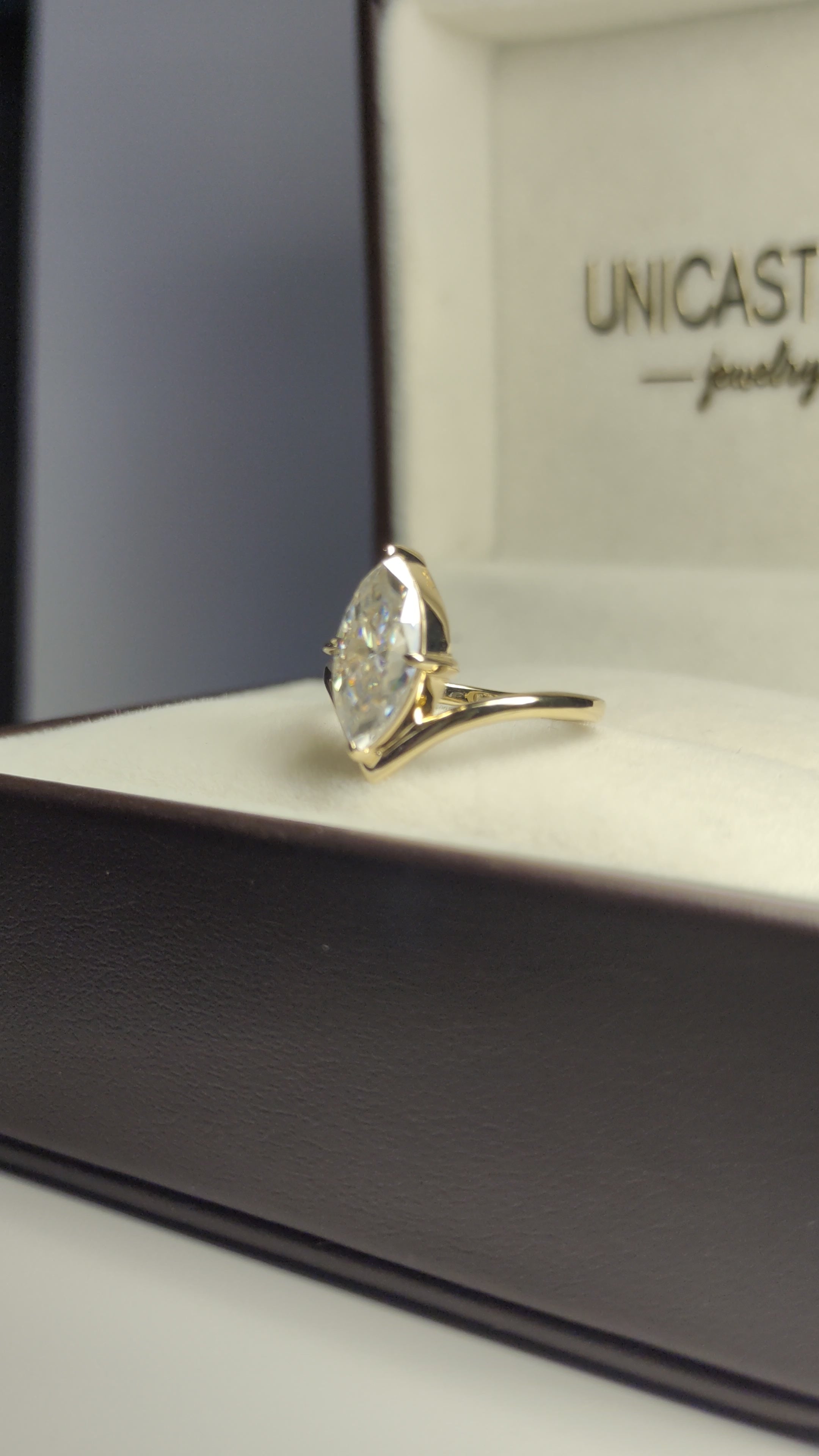 Tulip Setting 2 carat Round Cut Moissanite Engagement Ring