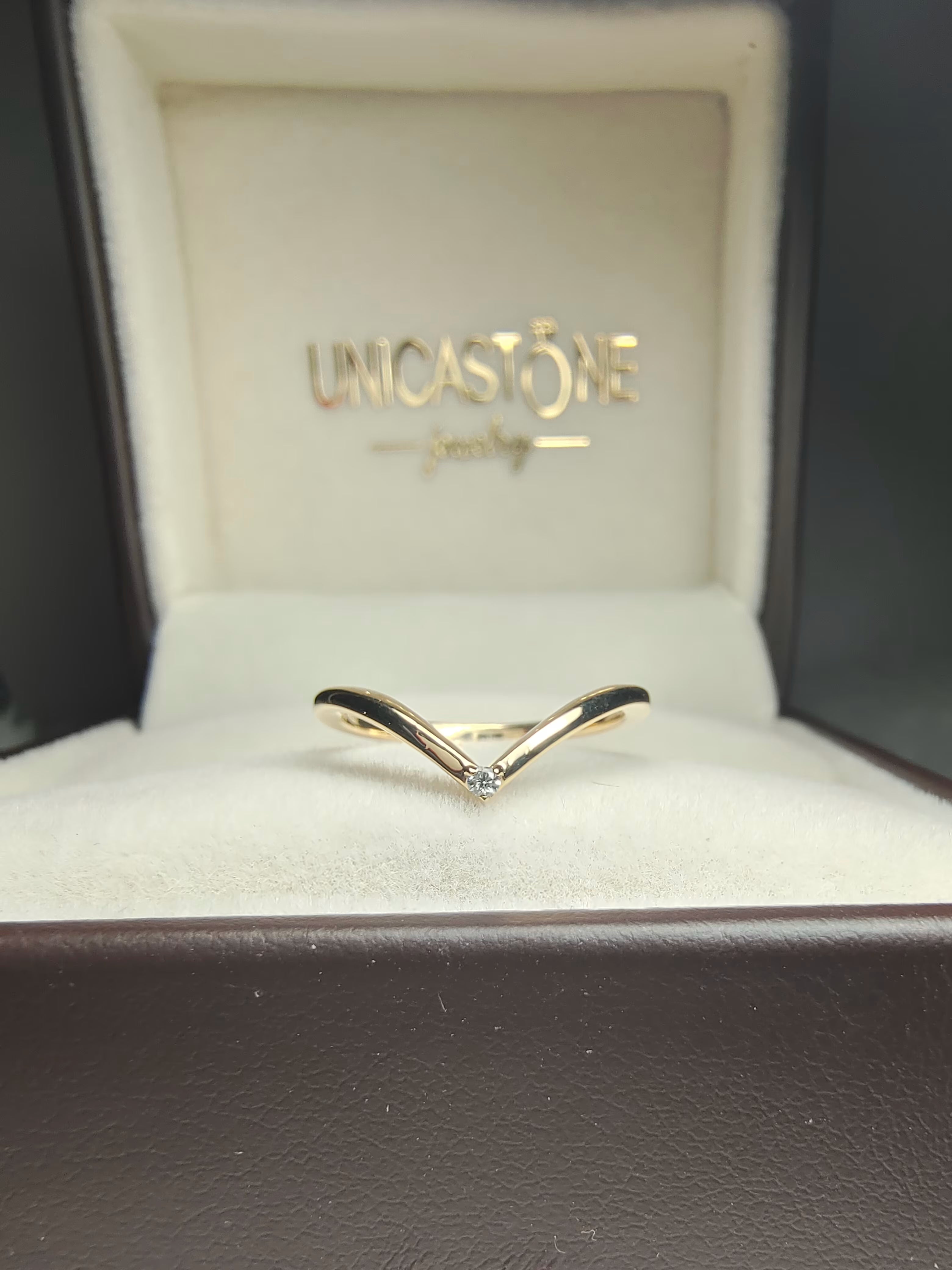 chevron plain band moissanite ring by unicastone